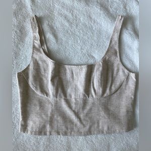 Banana Republic Factory Linen Blend Cropped Bustier, Size 8, New
